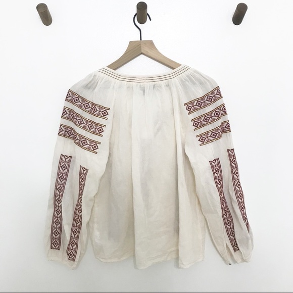 American Eagle Embroidered Peasant Top Sz Small - Picture 2 of 8